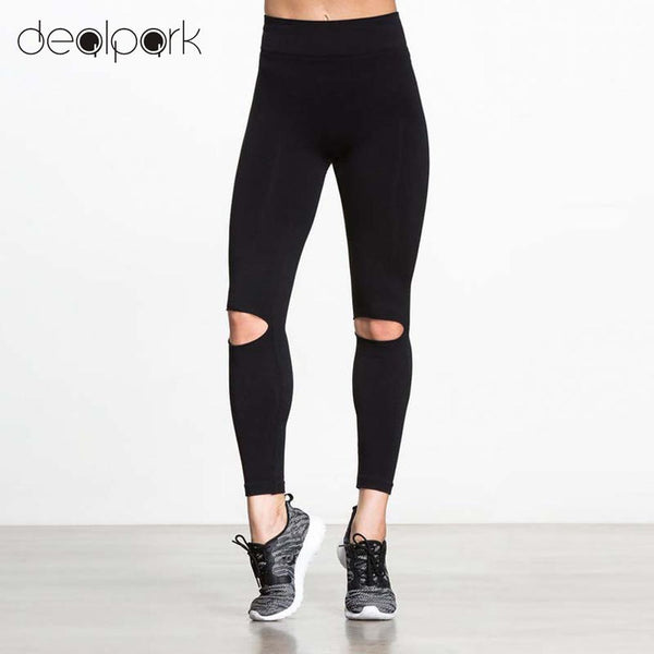 Autumn Sexy Women Leggings Slim Trousers Cutout Design Workout Leggings Skinny Slim Fitness Pants Long legins female Black