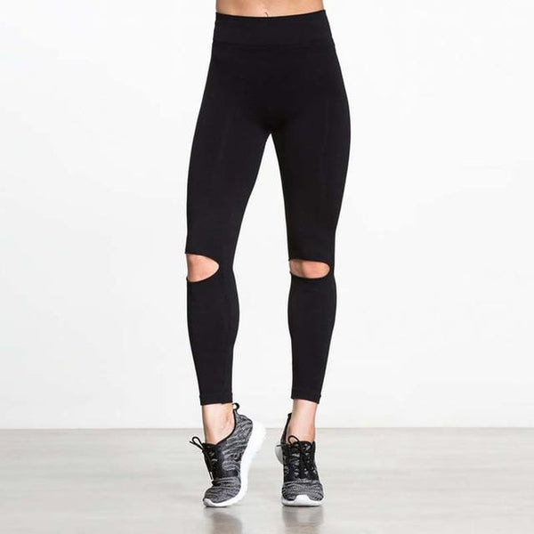 Autumn Sexy Women Leggings Slim Trousers Cutout Design Workout Leggings Skinny Slim Fitness Pants Long legins female Black