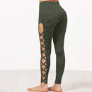 New Women Sexy Pencil Pants Leggings Hollow Out  High Waist  Fitness Workout Running Leggings Female Elastic Trousers